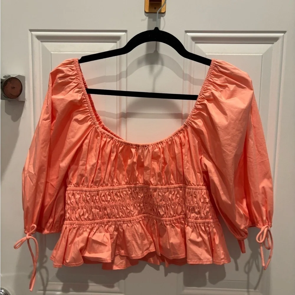 Staud Cotton Poplin Puff-Sleeve Faye Top